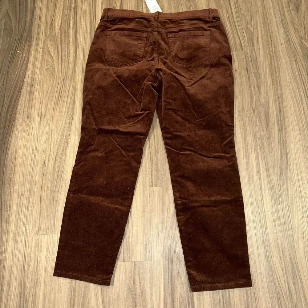 J. Jill Pants Med Petite Dark Redwood Corduroy Authentic Fit Pull On Jeans NWT - Picture 2 of 9
